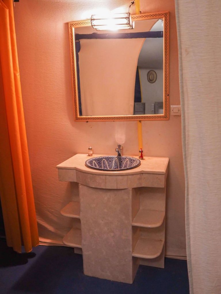 Bathroom of a Sahara desert camp tent in Morocco