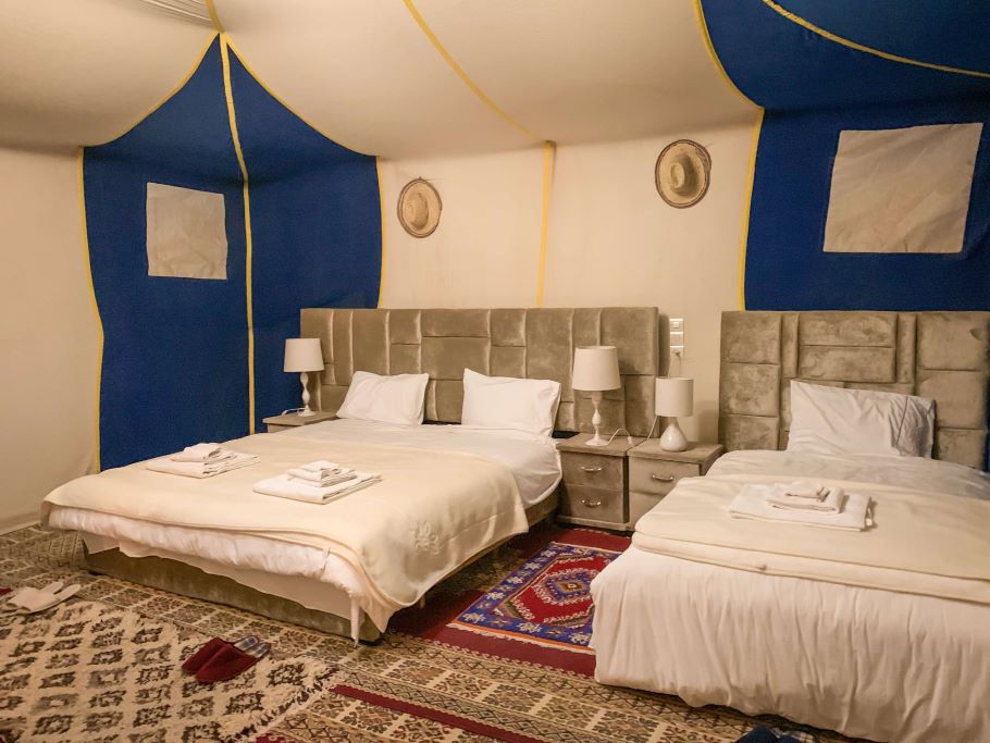 Sahara desert camp tent and bed