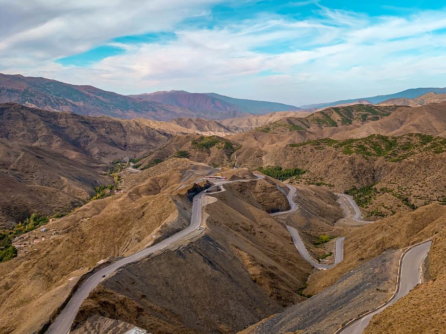 Winding roads near the Atlas Mountains in Morocco