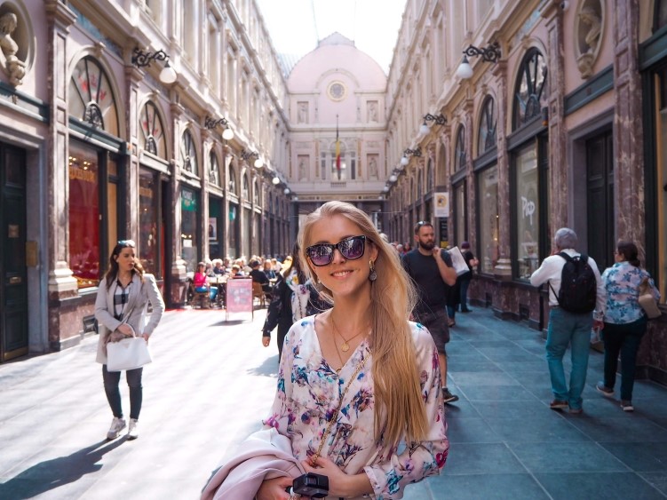 A shopping street named Galeries Royales Saint-Hubert, one of the most beautiful places in Brussels and a great place to buy Belgian chocolate