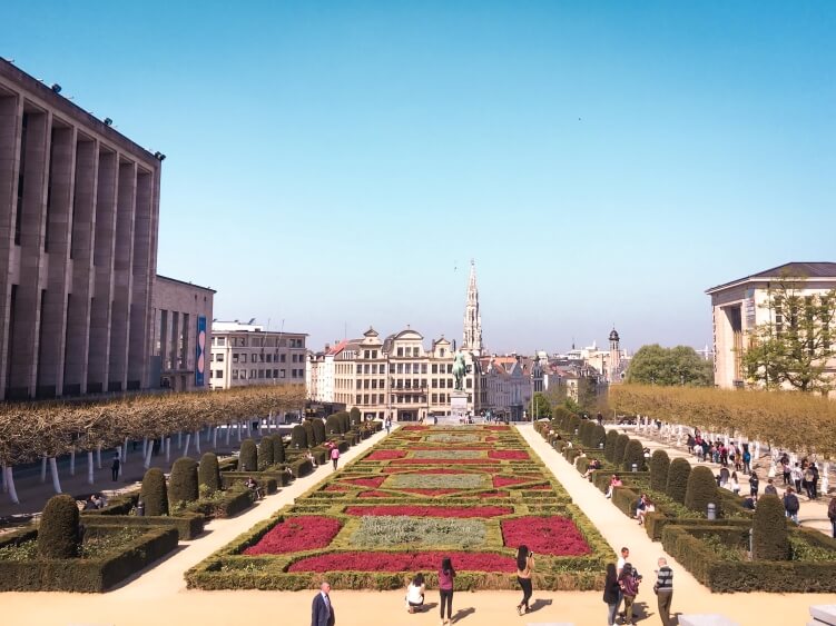 A view over the public garden of Mont des Arts in the centre of the city