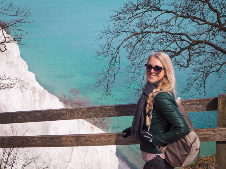 bright blue water and white chalk cliffs of Møn in South Zealand, Denmark