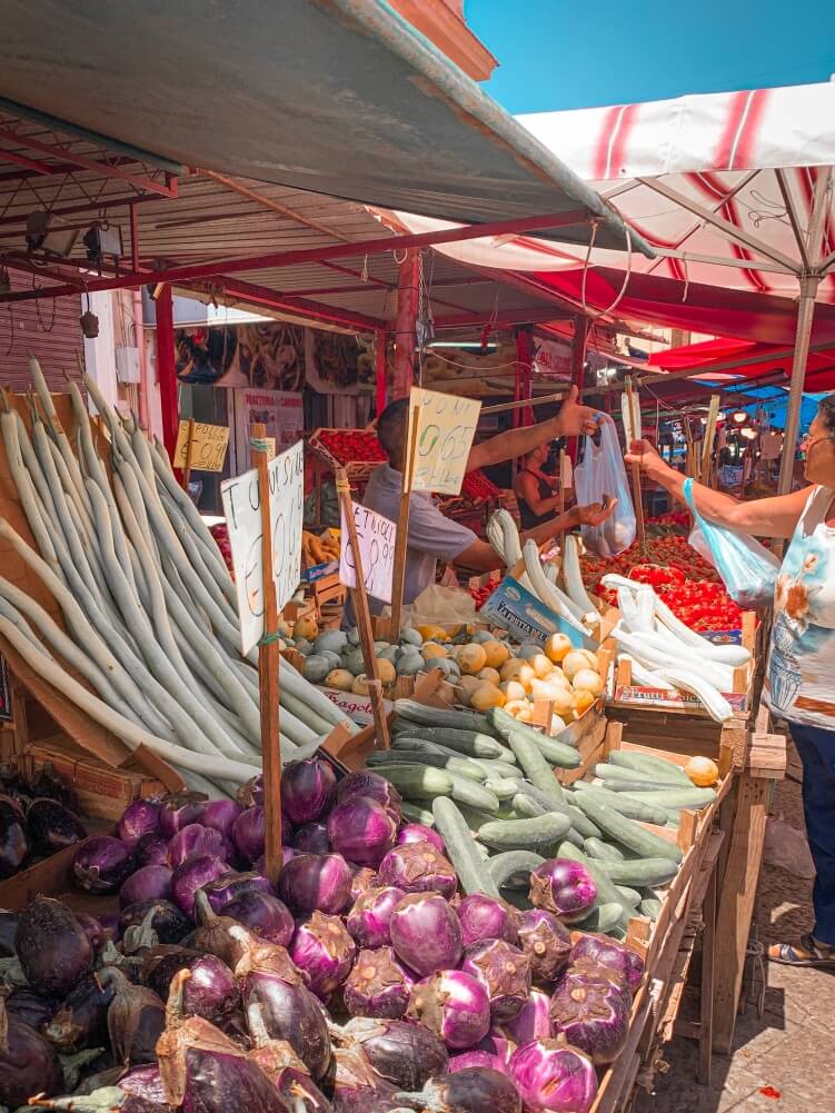 fresh produce being sold at Ballaro market, a place you need to visit even if you have just one day in Palermo