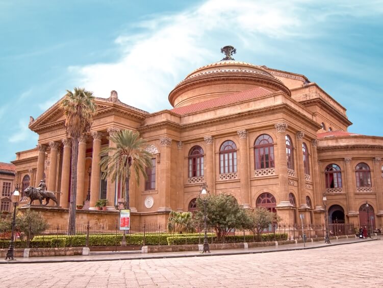 The facade of Massimo Theater on a clear sunny day in Palermo, perfect for a quick visit if you only have one day in Palermo