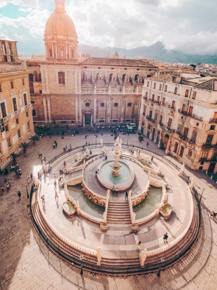 Bird's eye view of the Pretoria square, a must-see place you should add into your one day Palermo itinerary