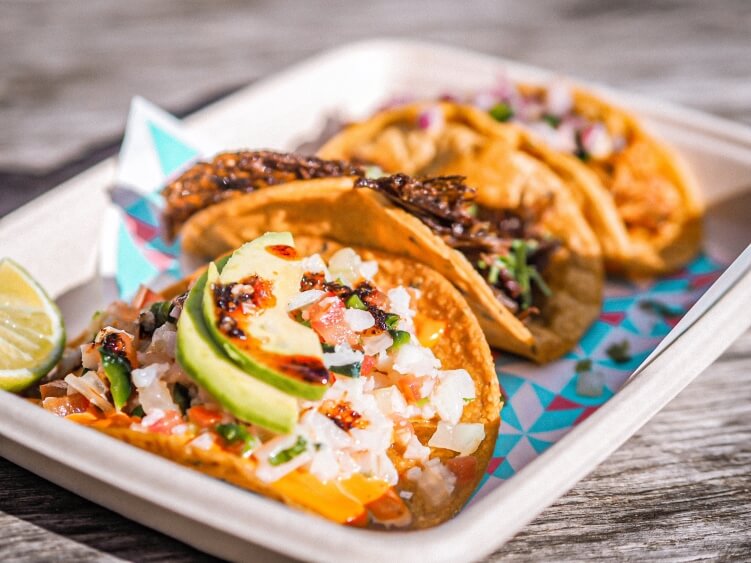 Fresh tacos in crunchy corn tortillas by Hija de Sanchez taqueria in Copenhagen