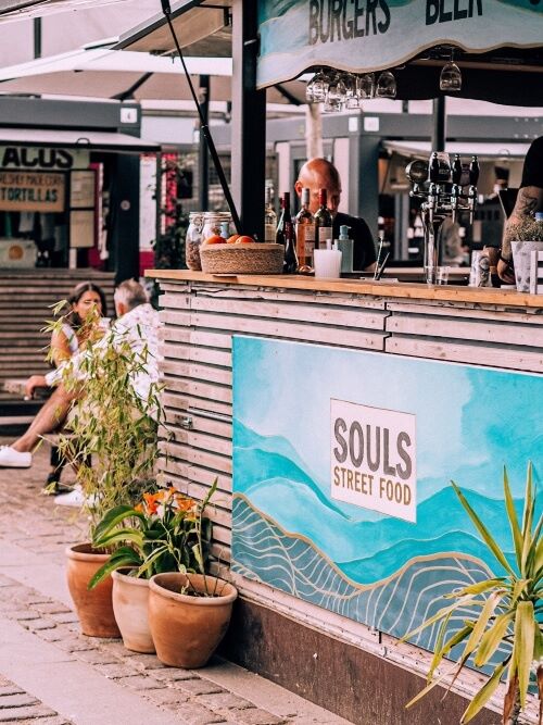 Souls Street Food stall specializing in vegetarian burgers