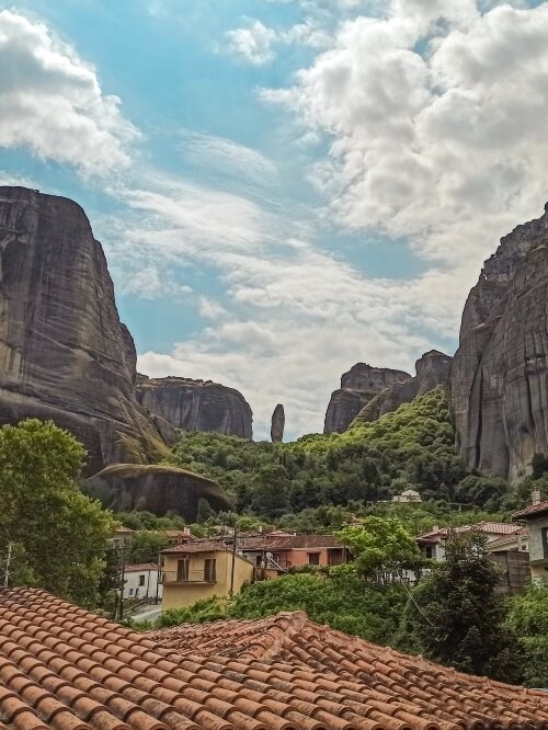 A unique thin rock pillar called Adrachti near Kastraki village in the Meteora region