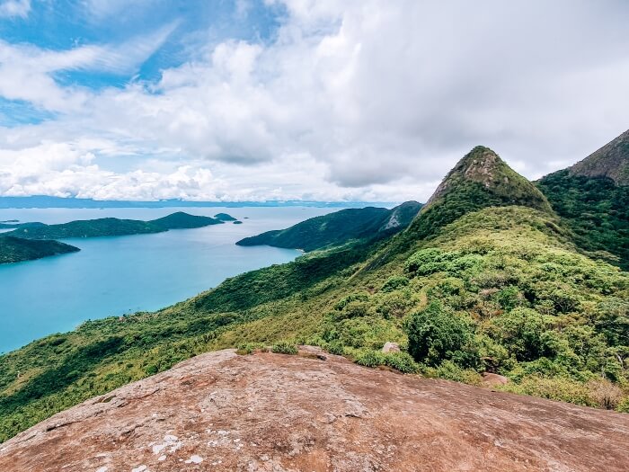 the view from the top of Pao de Acucar hill near Saco do Mamangua fjord in Paraty, Rio de Janeiro.