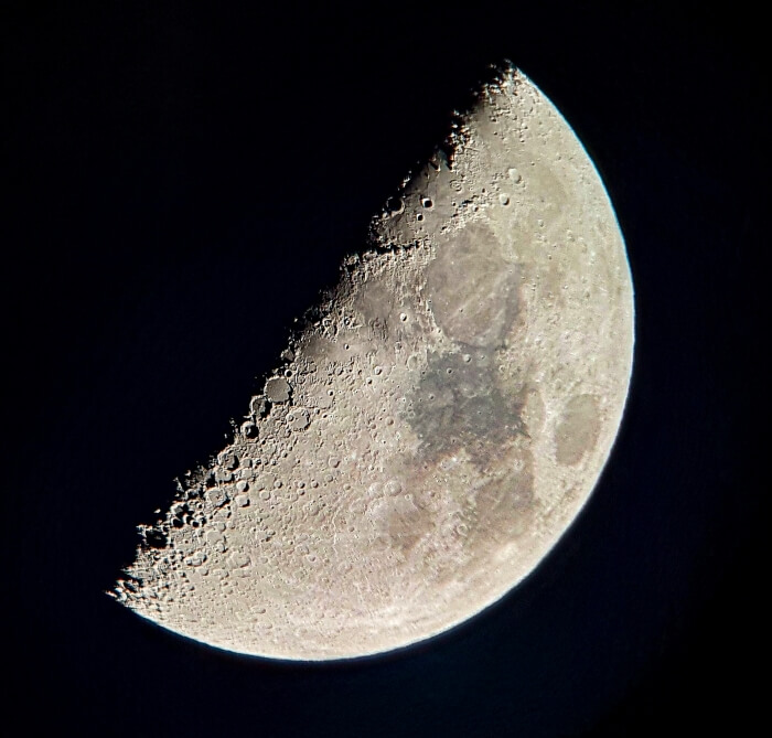 The surface of the Moon observed through a telescope at a stargazing tour in Chile