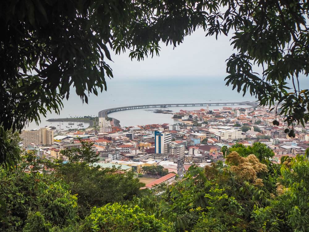 View over Casco Viejo from the Cerro Ancon hike, one of the best things to do in Panama City for nature lovers.