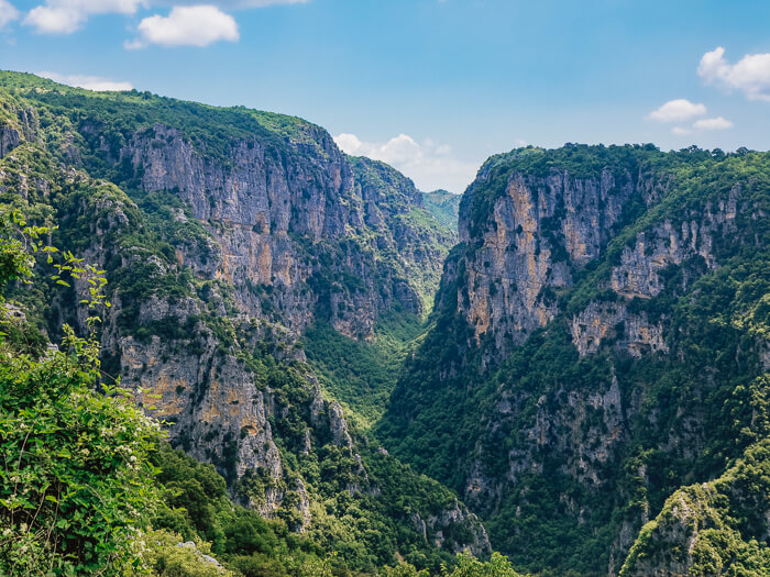 Vikos Canyon viewed from Monodendri village in Vikos Aoos National Park, Greece.
