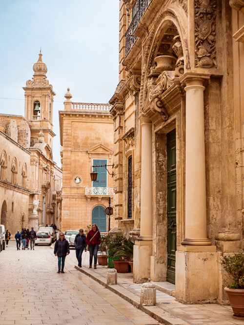 beautiful baroque-style buildings in the walled city of Mdina