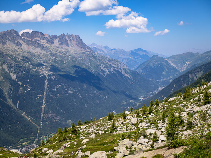 A view over the picturesque Chamonix Valley from Plan de l'Aiguille in the French Alps