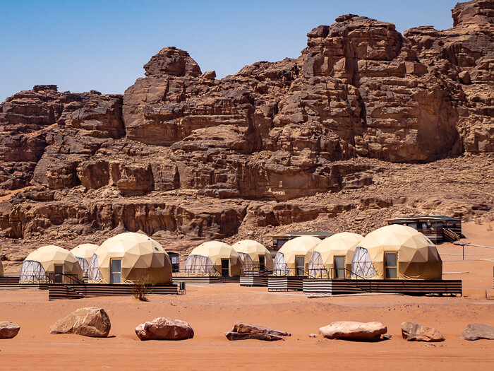 luxurious domes at a Wadi Rum desert camp