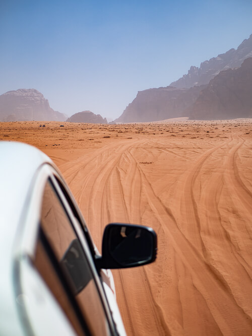 Taking 4x4 jeep tour through the desert is one of the best things to do in Wadi Rum