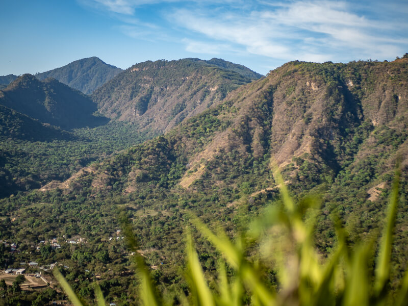 mountains covered with green vegetation near San Juan La Laguna