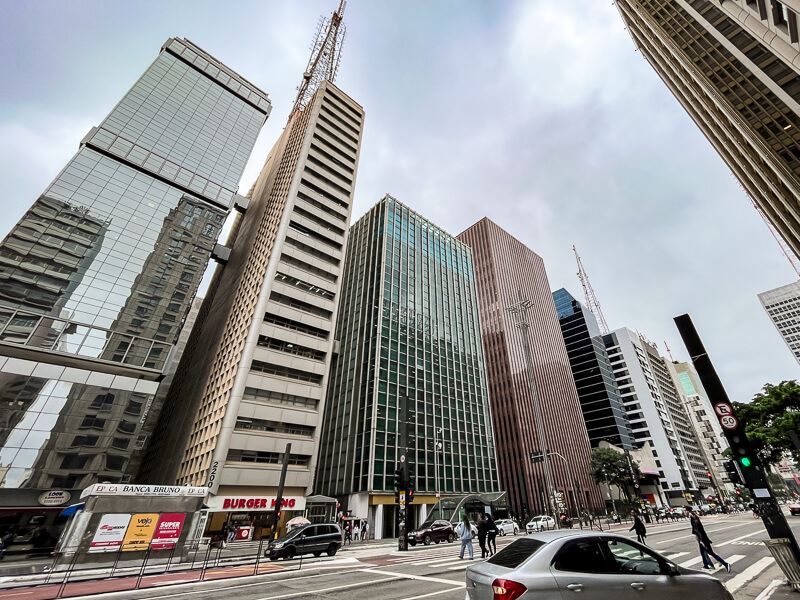 A row of modern high-rise buildings along Paulista Avenue, one of the best places to visit in Sao Paulo
