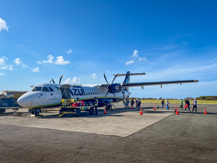 Our Azul airlines plane at Fernando de Noronha Airport.